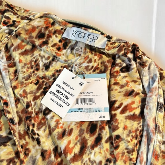 NWT Kasper ‘Naomi’ Everyday Knit Surplice Dress in “Daffodil / Vanilla Ice” 20W - Picture 9 of 16